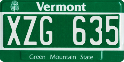 VT license plate XZG635