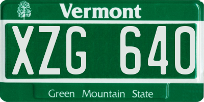 VT license plate XZG640