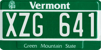 VT license plate XZG641