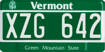 VT license plate XZG642
