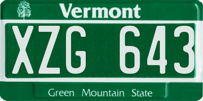 VT license plate XZG643
