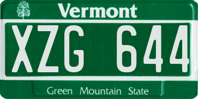 VT license plate XZG644