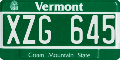VT license plate XZG645