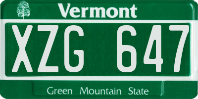 VT license plate XZG647