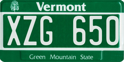 VT license plate XZG650