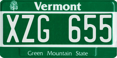 VT license plate XZG655