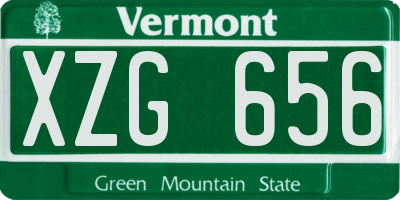 VT license plate XZG656