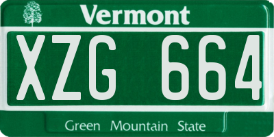 VT license plate XZG664