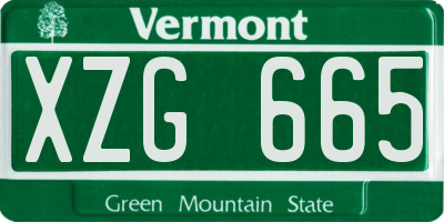 VT license plate XZG665