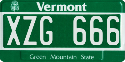 VT license plate XZG666
