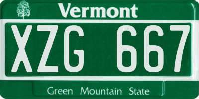 VT license plate XZG667