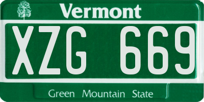 VT license plate XZG669