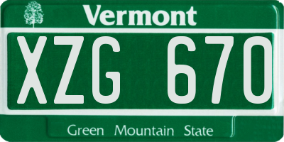 VT license plate XZG670