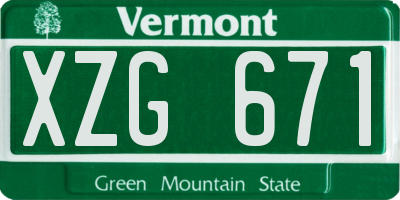VT license plate XZG671