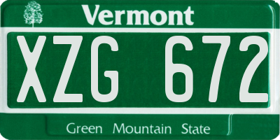 VT license plate XZG672