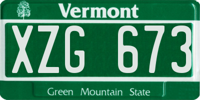 VT license plate XZG673
