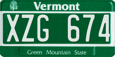 VT license plate XZG674
