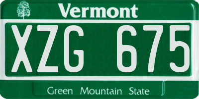 VT license plate XZG675