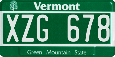 VT license plate XZG678