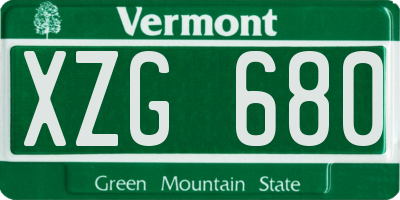 VT license plate XZG680