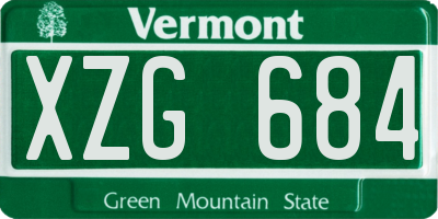 VT license plate XZG684