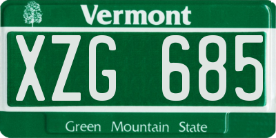 VT license plate XZG685