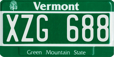 VT license plate XZG688