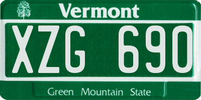 VT license plate XZG690