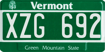 VT license plate XZG692