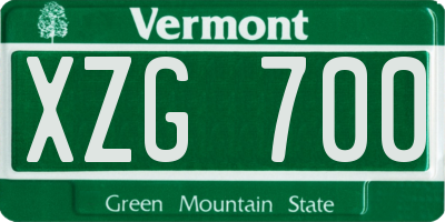 VT license plate XZG700