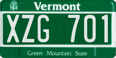 VT license plate XZG701