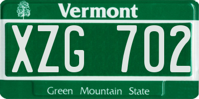 VT license plate XZG702