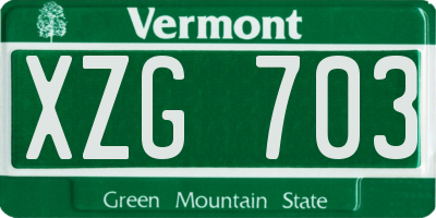 VT license plate XZG703