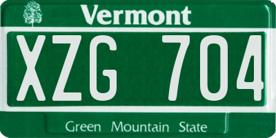 VT license plate XZG704