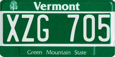 VT license plate XZG705