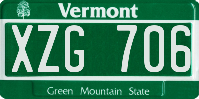 VT license plate XZG706