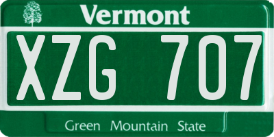 VT license plate XZG707