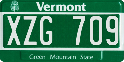 VT license plate XZG709