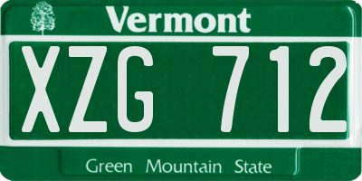 VT license plate XZG712