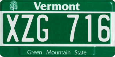 VT license plate XZG716
