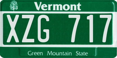 VT license plate XZG717
