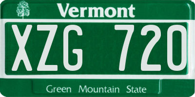 VT license plate XZG720