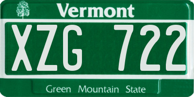 VT license plate XZG722
