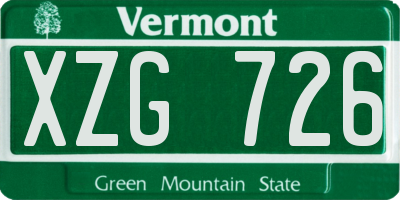 VT license plate XZG726