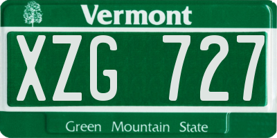 VT license plate XZG727