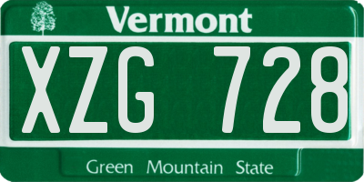 VT license plate XZG728