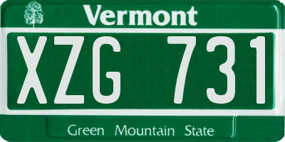 VT license plate XZG731