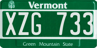 VT license plate XZG733