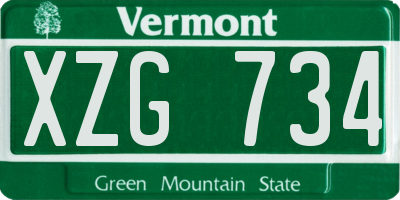 VT license plate XZG734