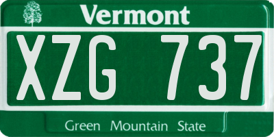 VT license plate XZG737